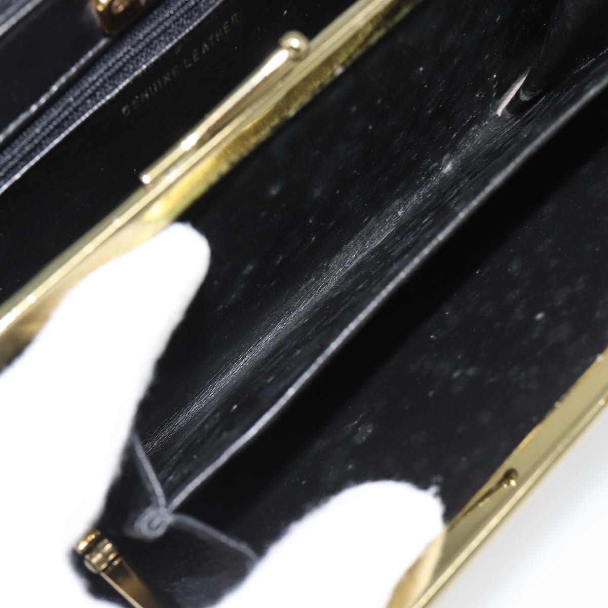 GIVENCHY Chain Shoulder Bag Leather Black Gold Auth 190822A