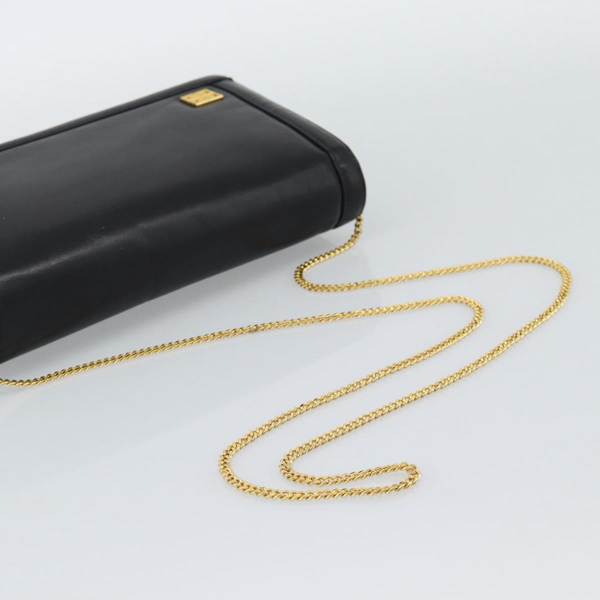 GIVENCHY Chain Shoulder Bag Leather Black Gold Auth 190822A
