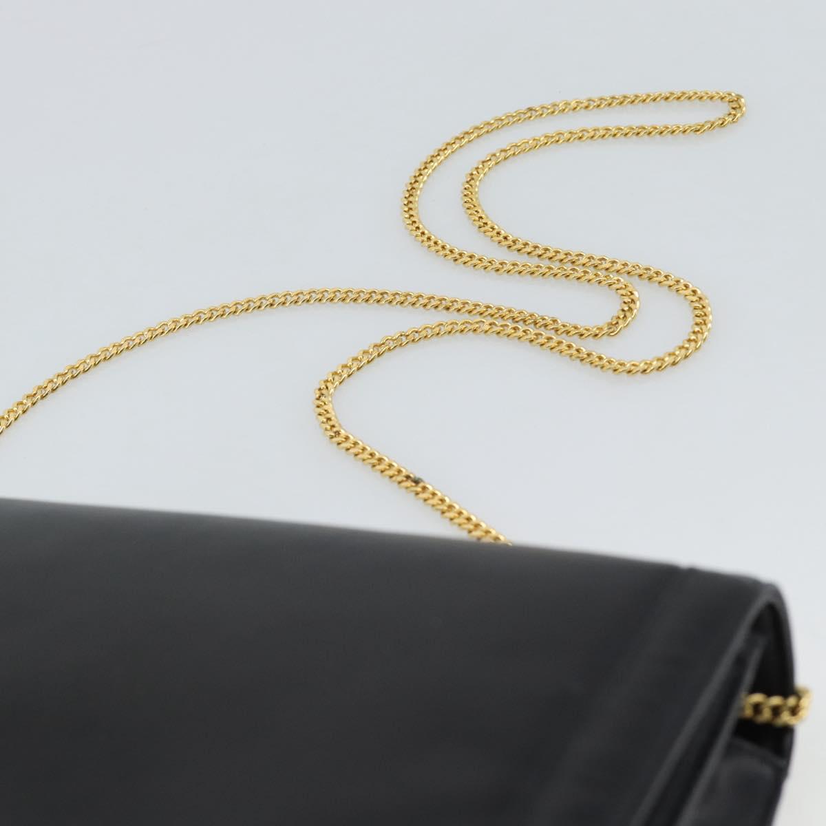 GIVENCHY Chain Shoulder Bag Leather Black Gold Auth 190822A