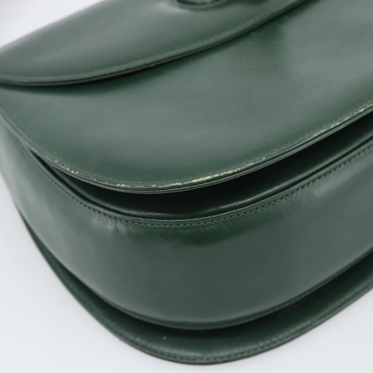 GUCCI Bamboo Hand Bag Leather Green Gold Auth 190823