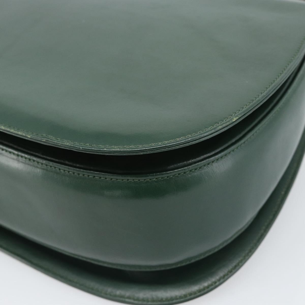 GUCCI Bamboo Hand Bag Leather Green Gold Auth 190823