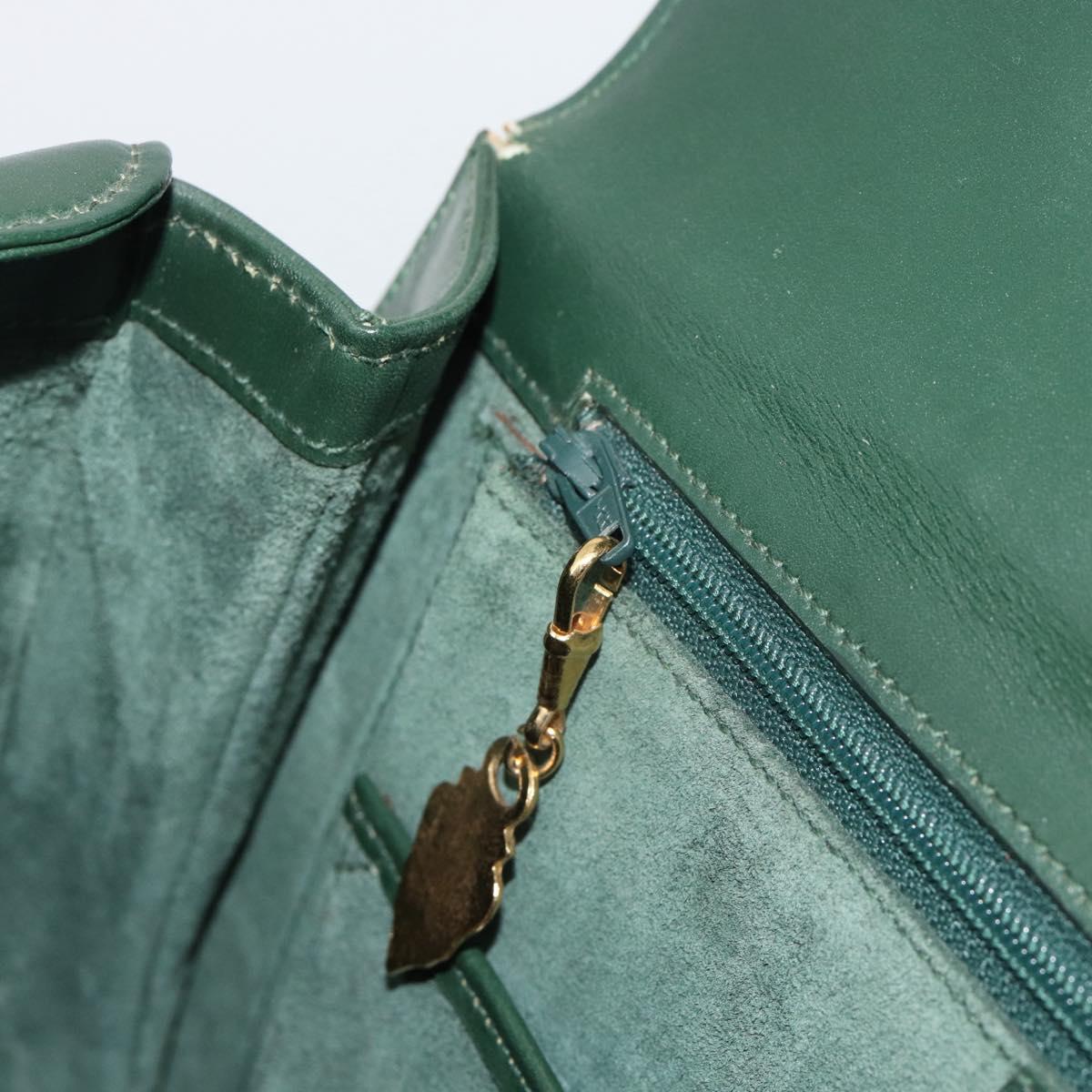 GUCCI Bamboo Hand Bag Leather Green Gold Auth 190823