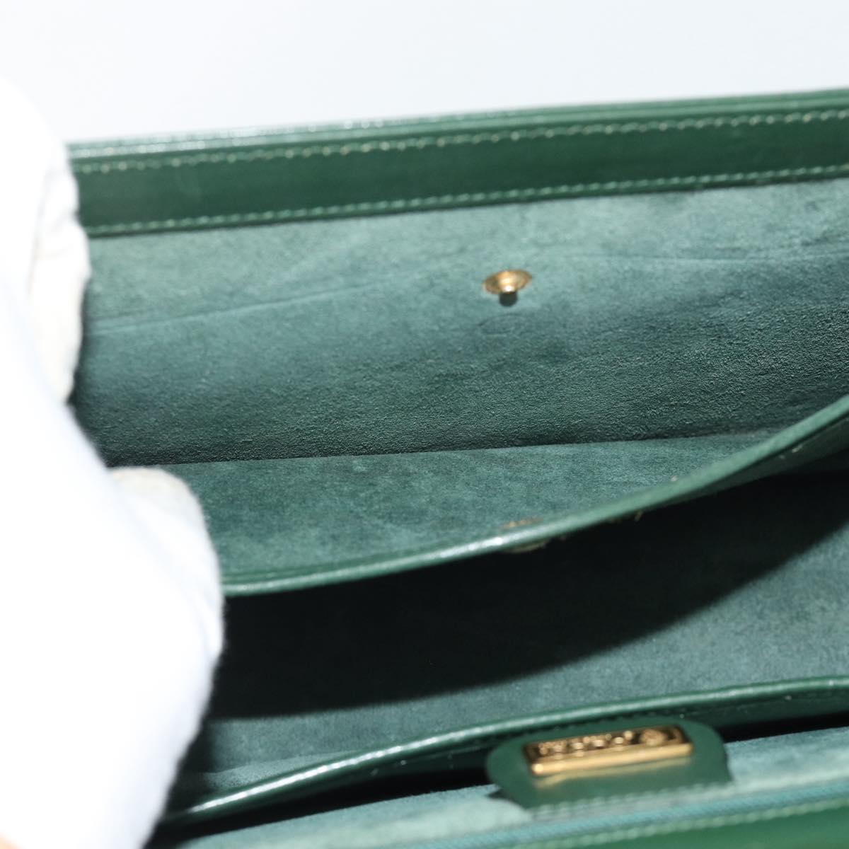 GUCCI Bamboo Hand Bag Leather Green Gold Auth 190823
