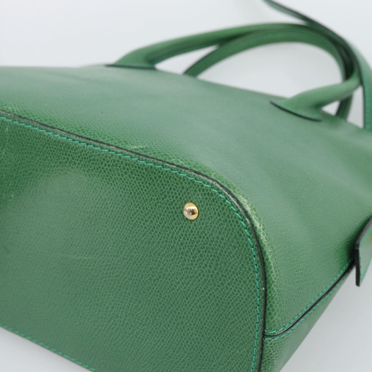 CELINE Hand Bag Leather 2way Green Gold Auth 190825A