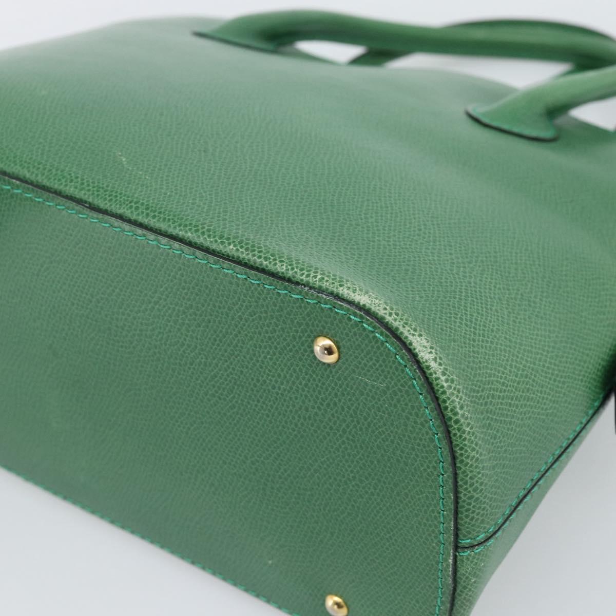 CELINE Hand Bag Leather 2way Green Gold Auth 190825A