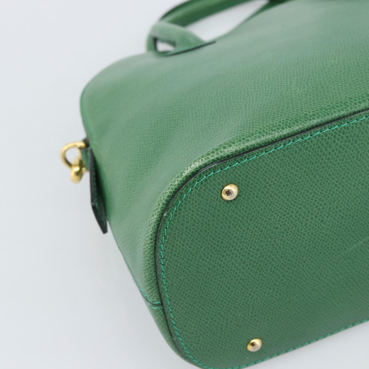 CELINE Hand Bag Leather 2way Green Gold Auth 190825A