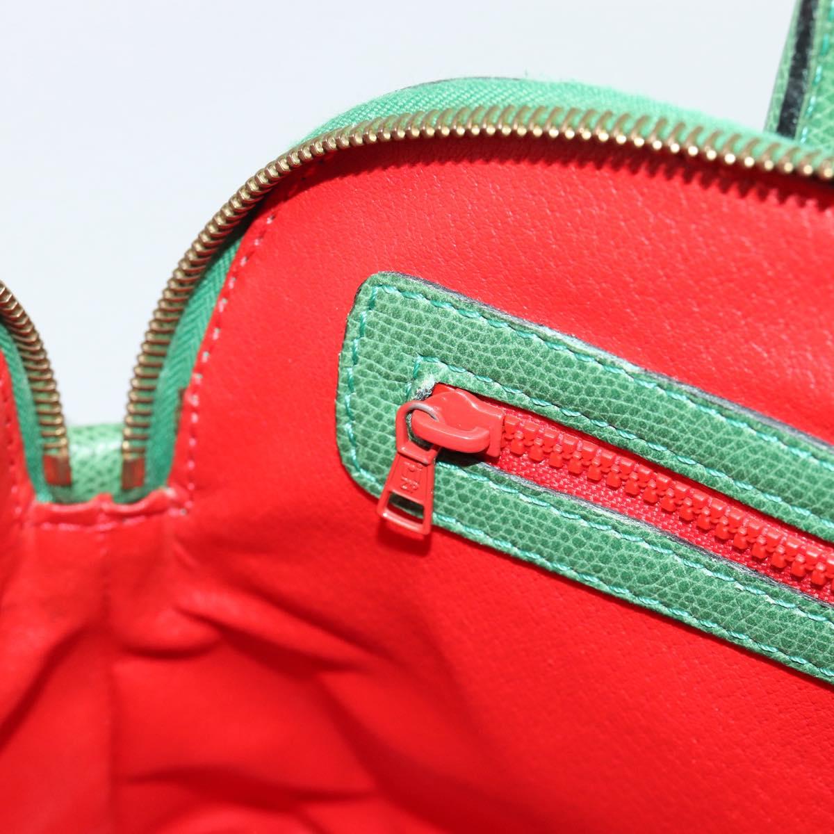 CELINE Hand Bag Leather 2way Green Gold Auth 190825A