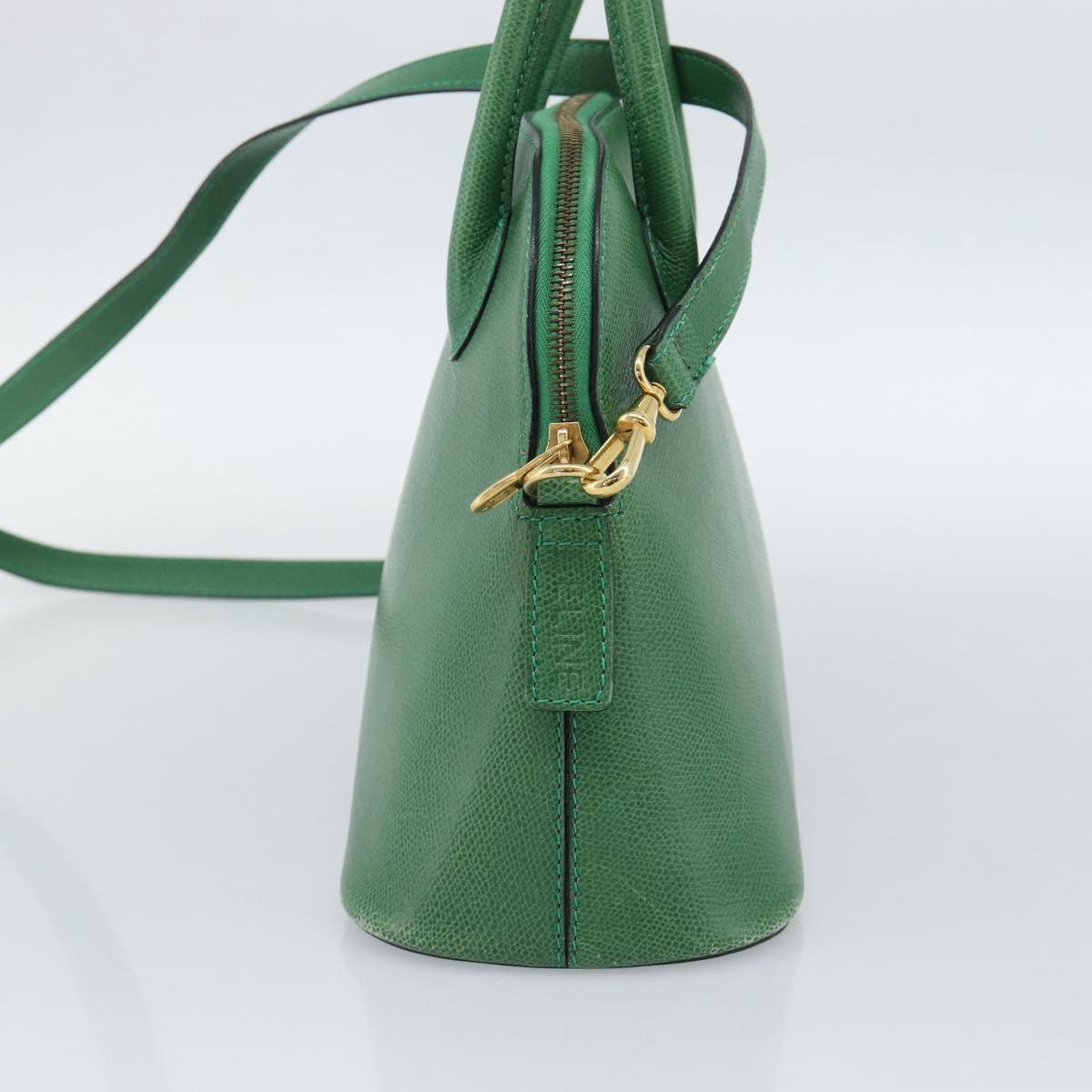 CELINE Hand Bag Leather 2way Green Gold Auth 190825A
