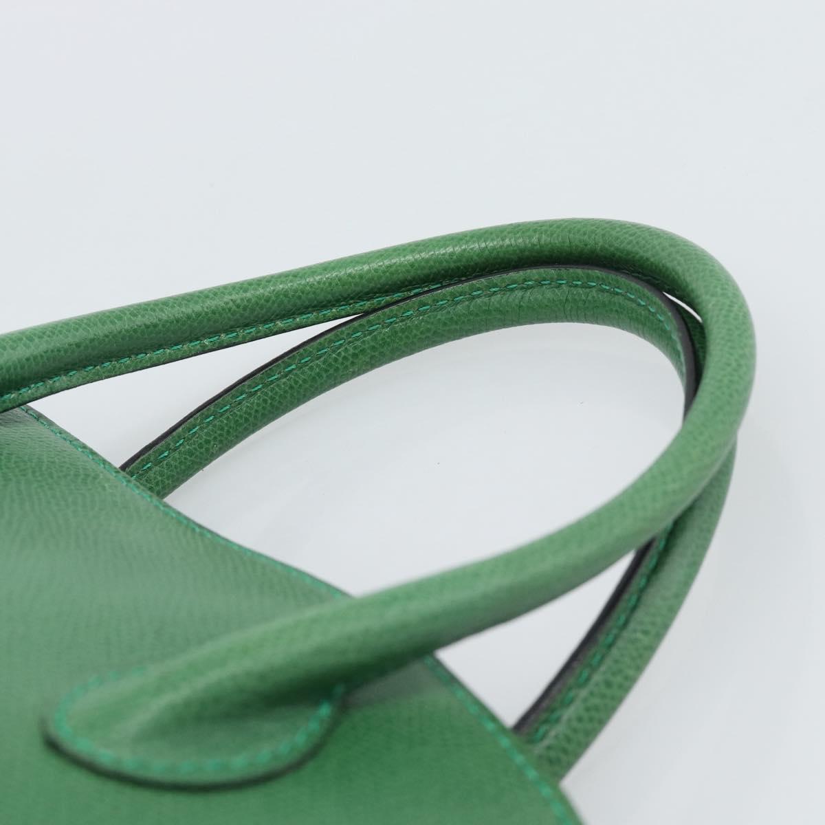 CELINE Hand Bag Leather 2way Green Gold Auth 190825A