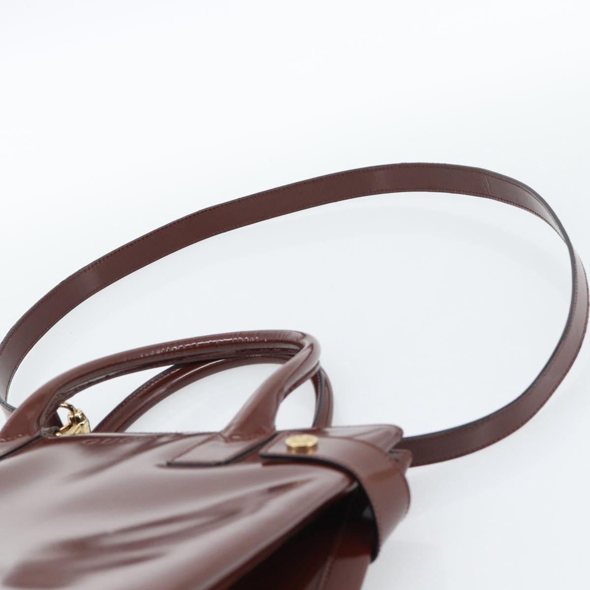 GUCCI Tote Bag Patent Leather 2way Bordeaux Gold 000 1669 0503 Auth 190826