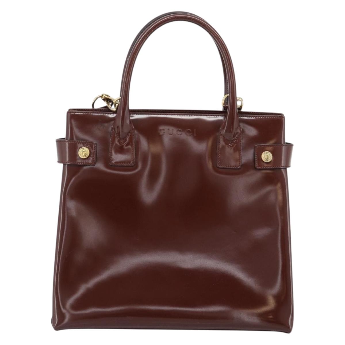 GUCCI Tote Bag Patent Leather 2way Bordeaux Gold 000 1669 0503 Auth 190826