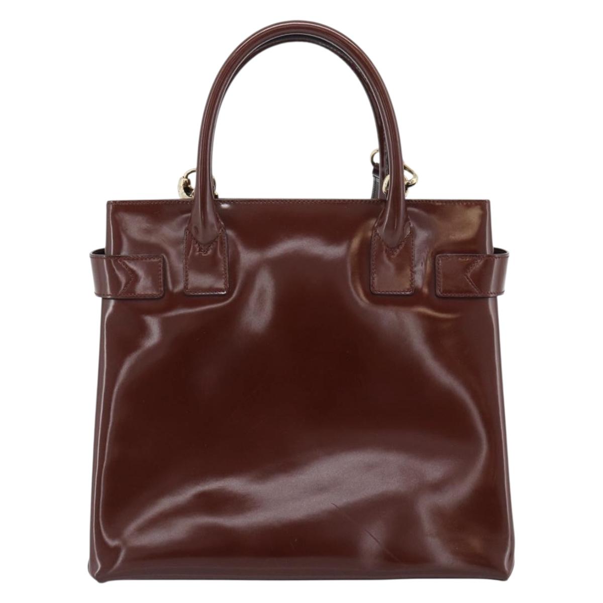 GUCCI Tote Bag Patent Leather 2way Bordeaux Gold 000 1669 0503 Auth 190826