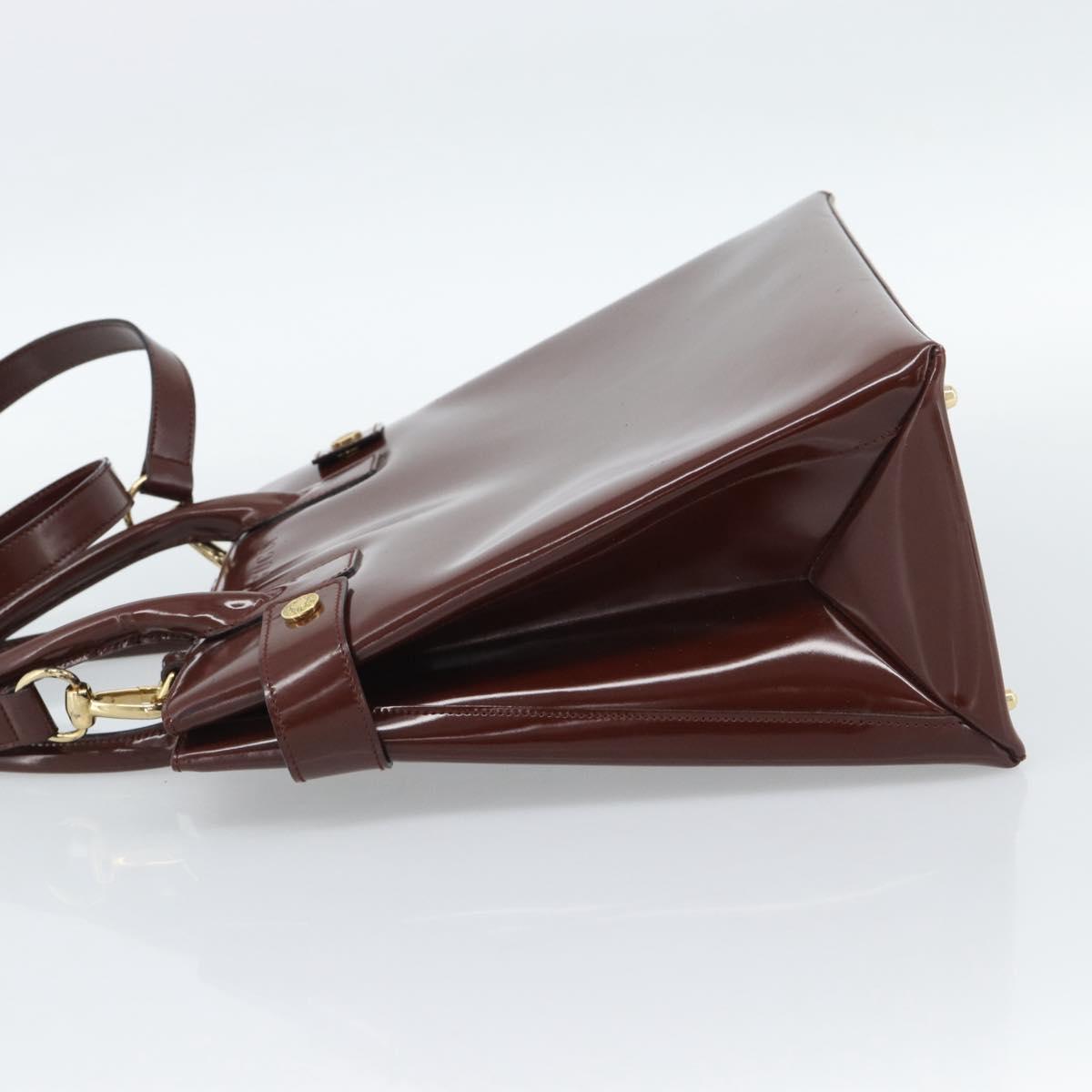 GUCCI Tote Bag Patent Leather 2way Bordeaux Gold 000 1669 0503 Auth 190826
