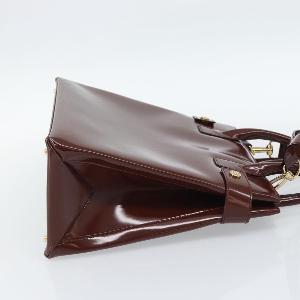 GUCCI Tote Bag Patent Leather 2way Bordeaux Gold 000 1669 0503 Auth 190826