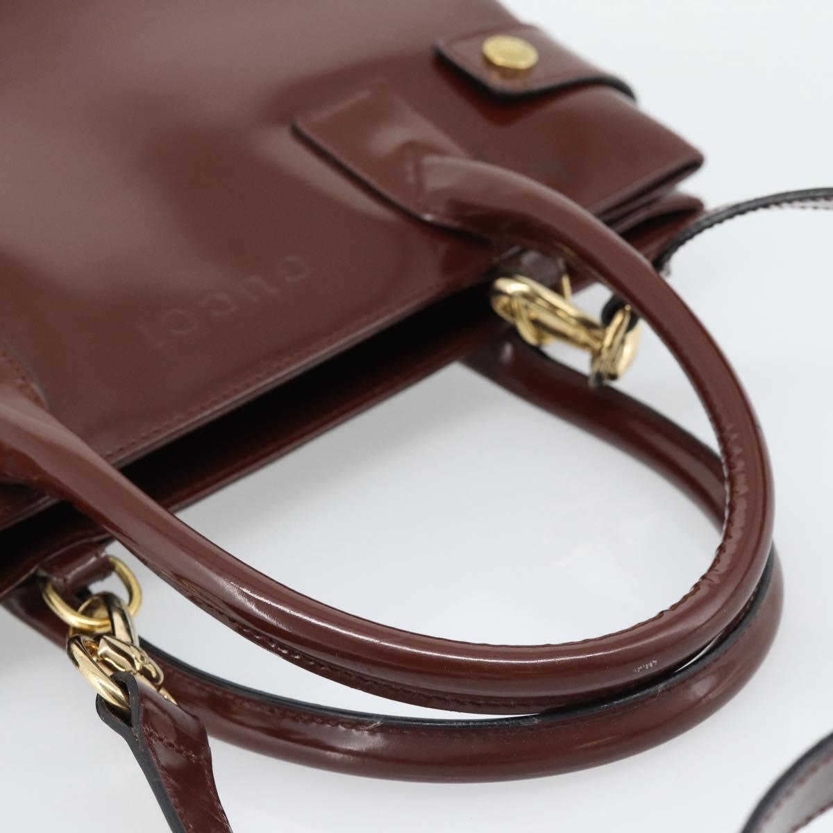 GUCCI Tote Bag Patent Leather 2way Bordeaux Gold 000 1669 0503 Auth 190826