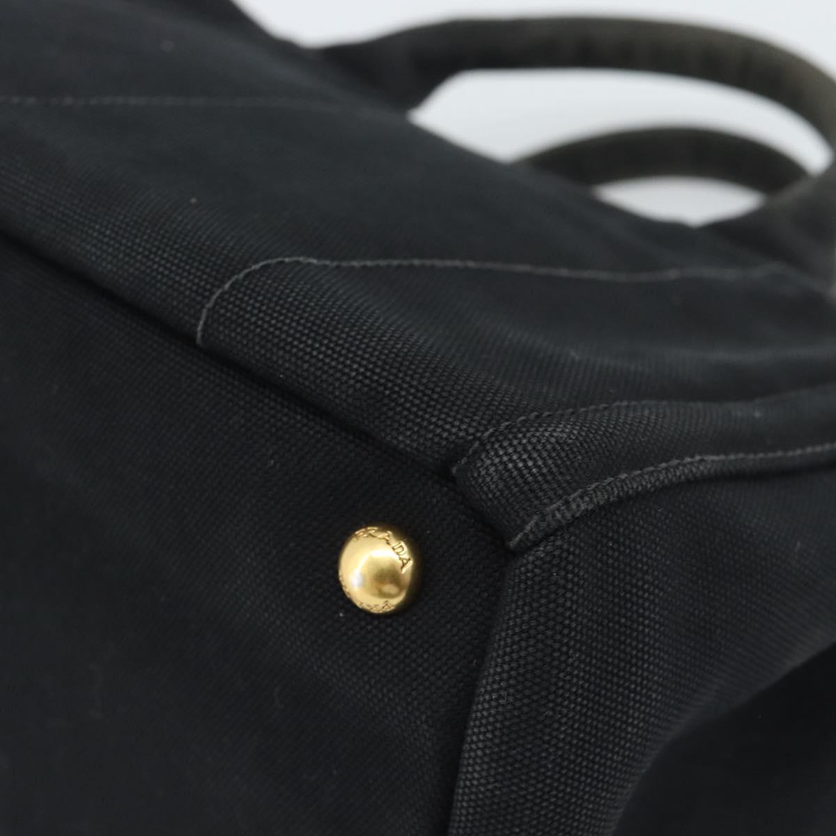 PRADA Bijoux Canapa PM Hand Bag Canvas Black Gold Auth 190827