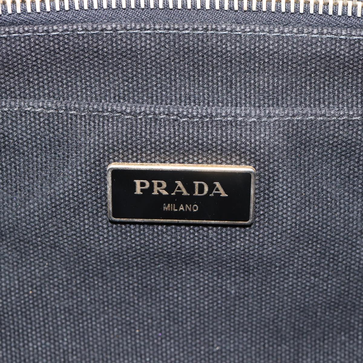 PRADA Bijoux Canapa PM Hand Bag Canvas Black Gold Auth 190827