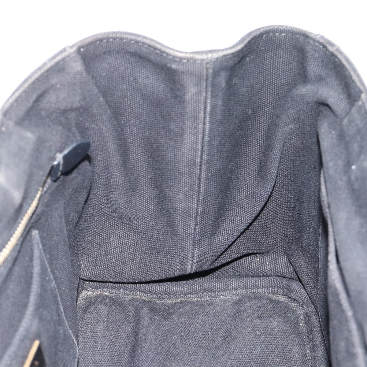 PRADA Bijoux Canapa PM Hand Bag Canvas Black Gold Auth 190827