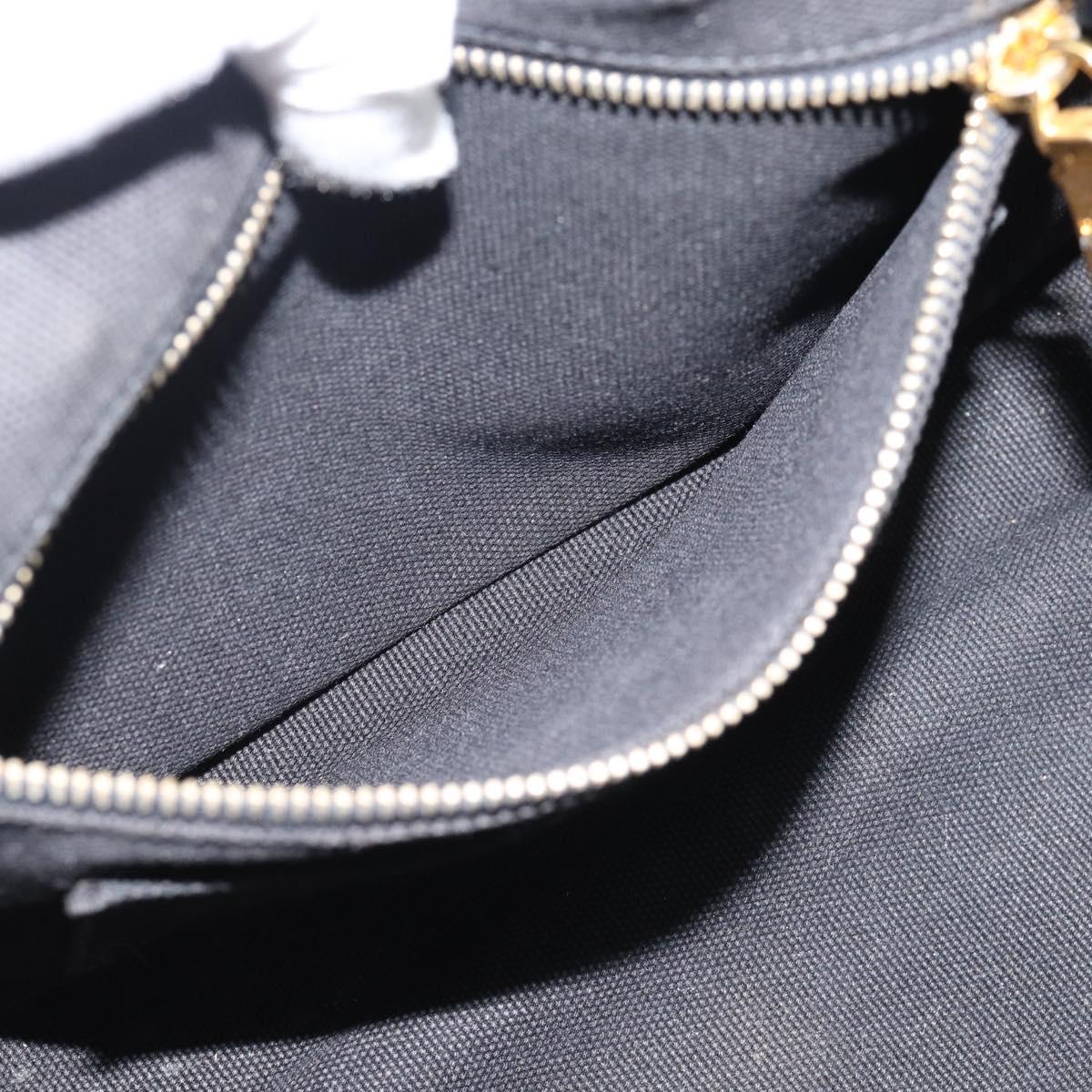 PRADA Bijoux Canapa PM Hand Bag Canvas Black Gold Auth 190827