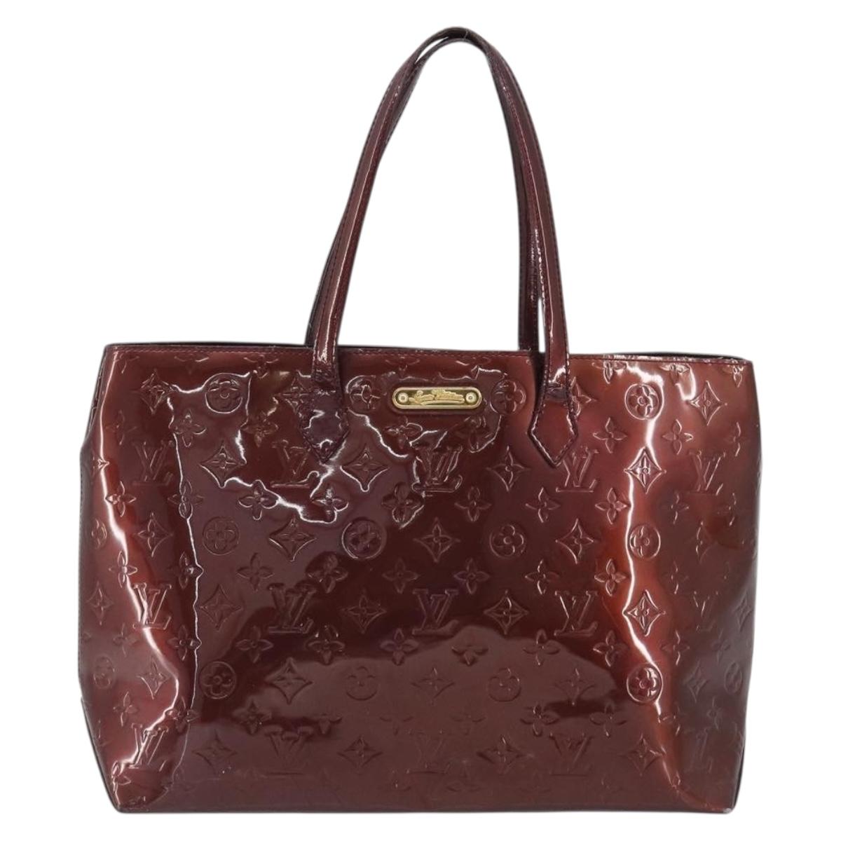 LOUIS VUITTON Monogram Vernis Wilshire MM Hand Bag Amarante M91645 Auth 190828