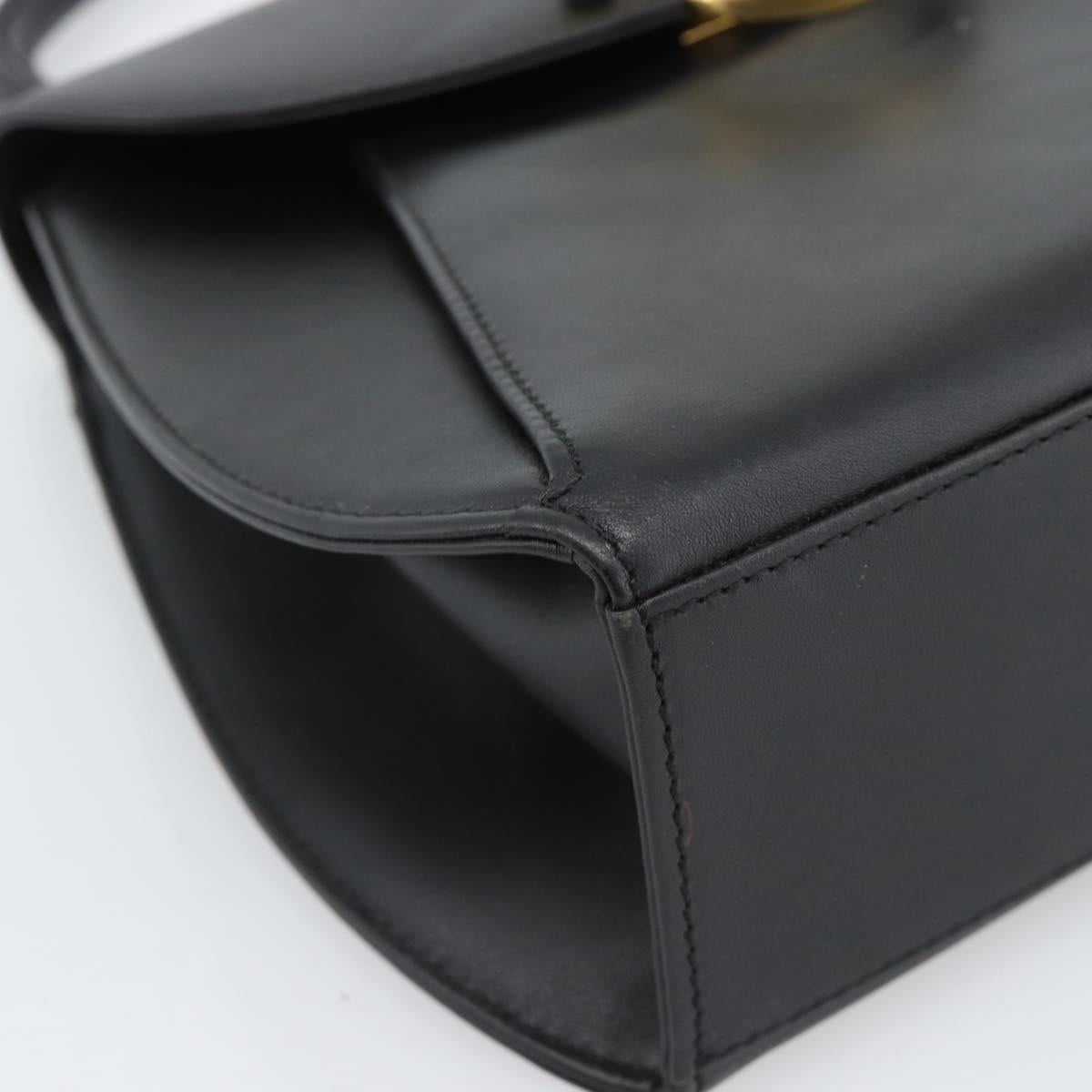 CARTIER PANTHERE Hand Bag Leather Black Gold Auth 190829