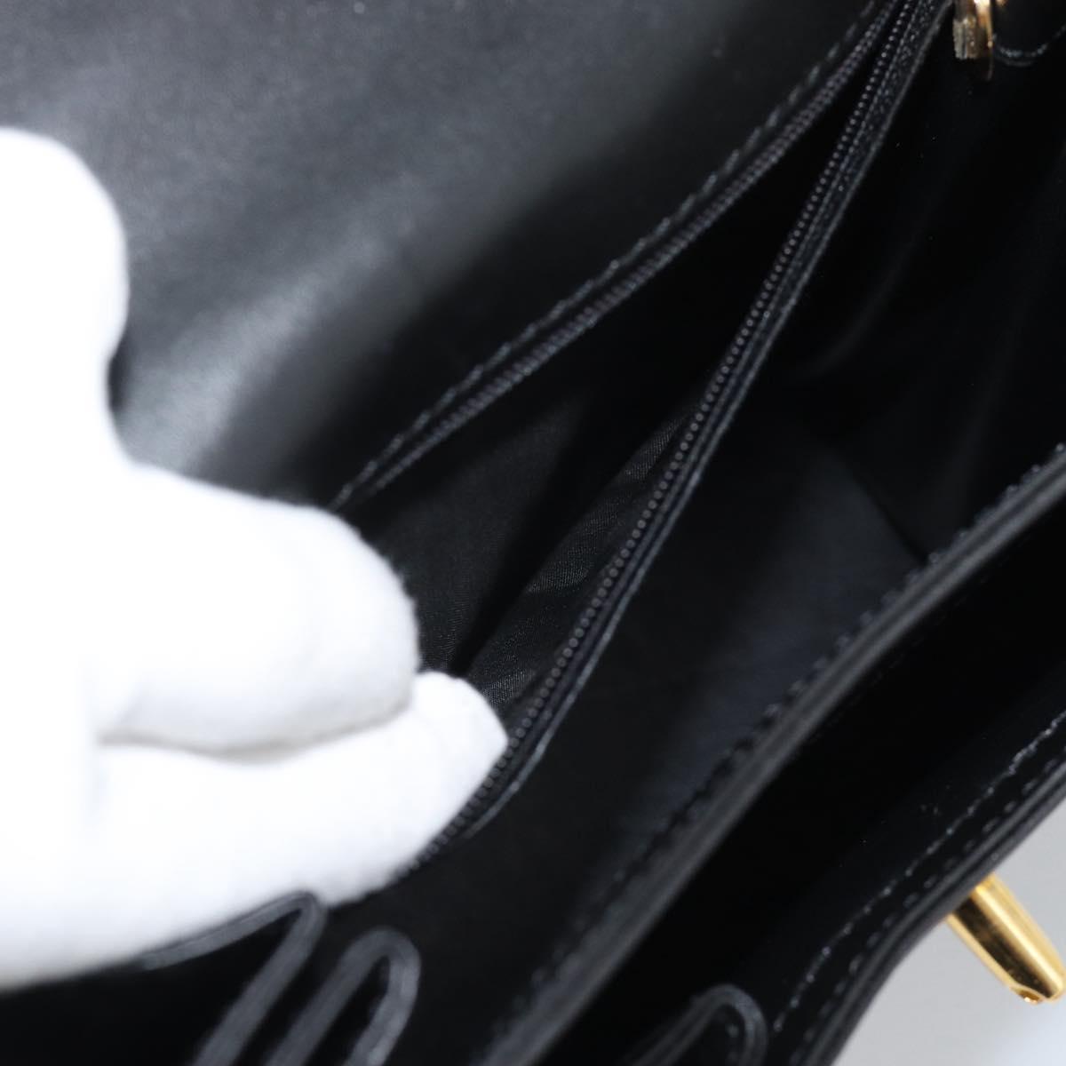 CARTIER PANTHERE Hand Bag Leather Black Gold Auth 190829