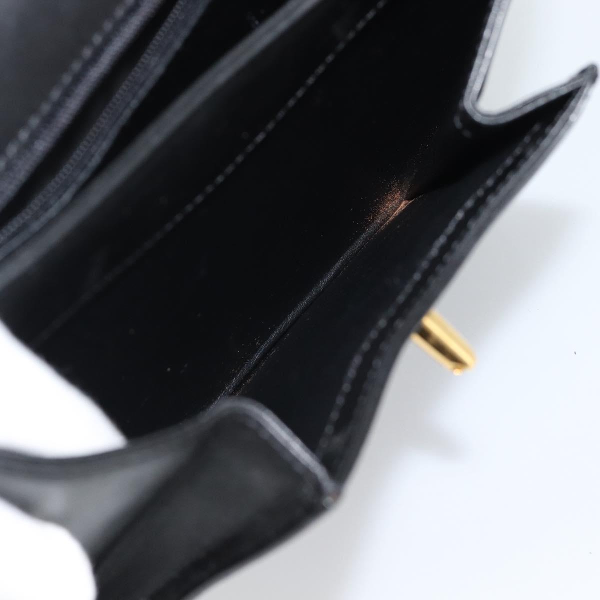 CARTIER PANTHERE Hand Bag Leather Black Gold Auth 190829