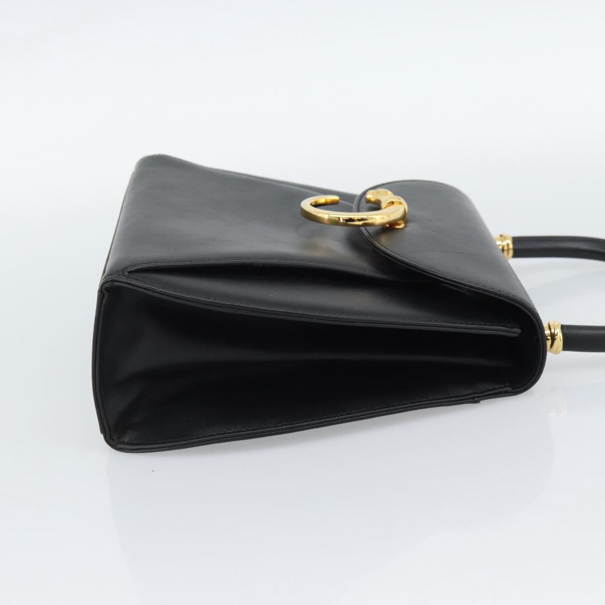 CARTIER PANTHERE Hand Bag Leather Black Gold Auth 190829