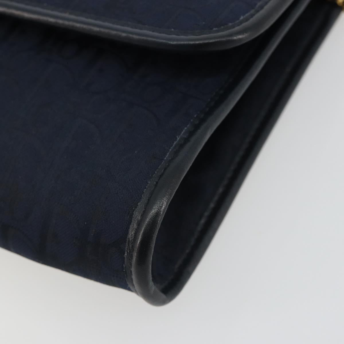 Christian Dior Trotter Canvas Shoulder Bag Navy Gold Auth 190830A