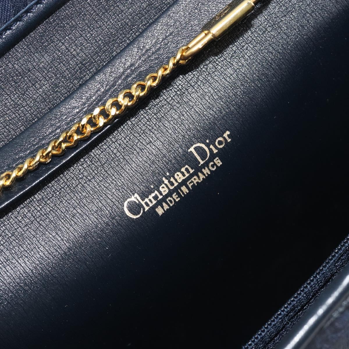 Christian Dior Trotter Canvas Shoulder Bag Navy Gold Auth 190830A