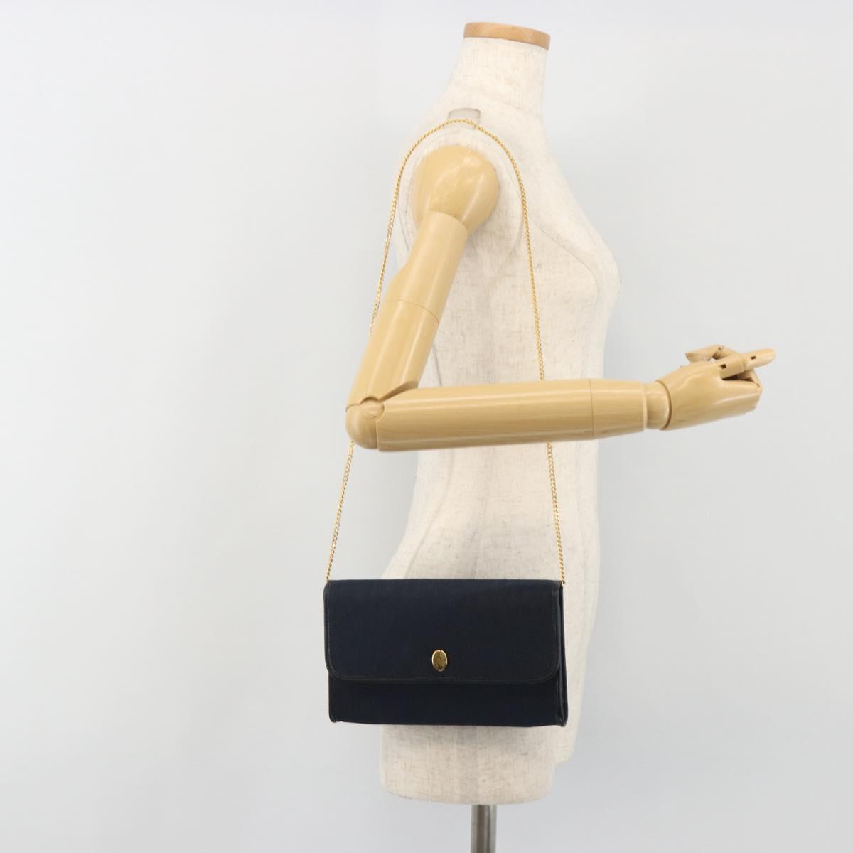 Christian Dior Trotter Canvas Shoulder Bag Navy Gold Auth 190830A