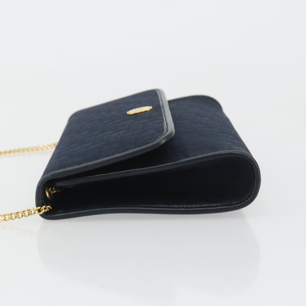 Christian Dior Trotter Canvas Shoulder Bag Navy Gold Auth 190830A