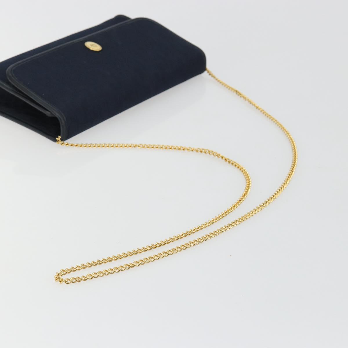 Christian Dior Trotter Canvas Shoulder Bag Navy Gold Auth 190830A