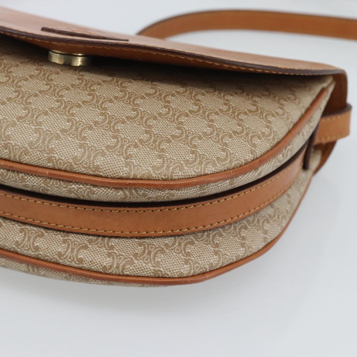 CELINE Macadam Canvas Shoulder Bag PVC Beige Gold Auth 190832A