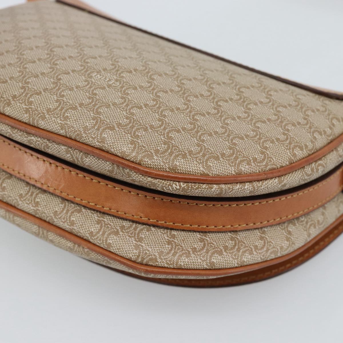 CELINE Macadam Canvas Shoulder Bag PVC Beige Gold Auth 190832A