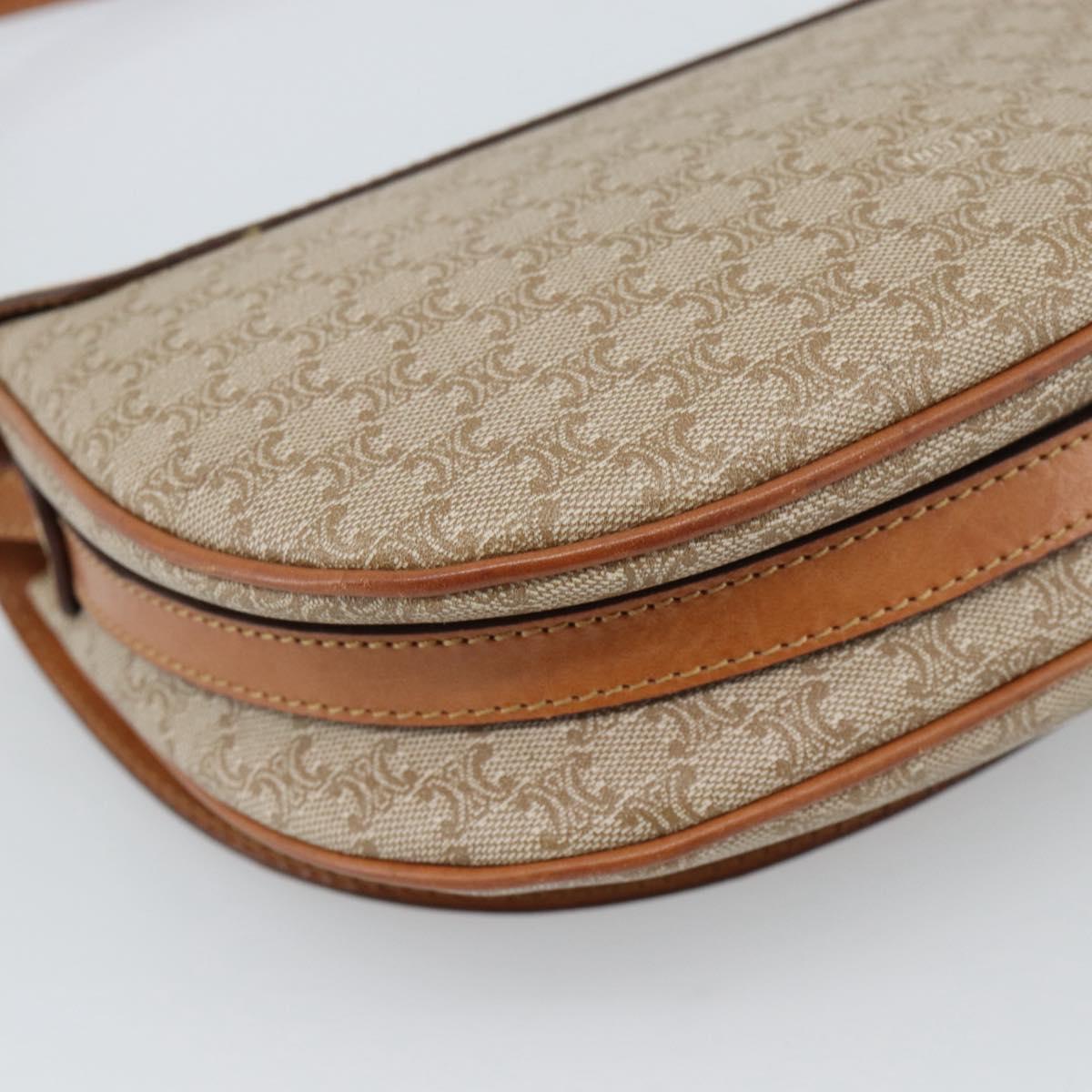 CELINE Macadam Canvas Shoulder Bag PVC Beige Gold Auth 190832A