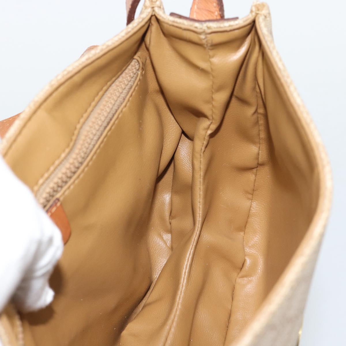 CELINE Macadam Canvas Shoulder Bag PVC Beige Gold Auth 190832A