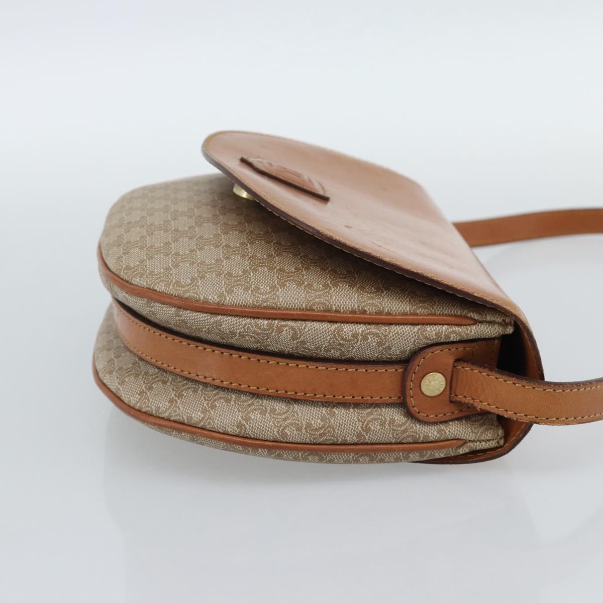 CELINE Macadam Canvas Shoulder Bag PVC Beige Gold Auth 190832A