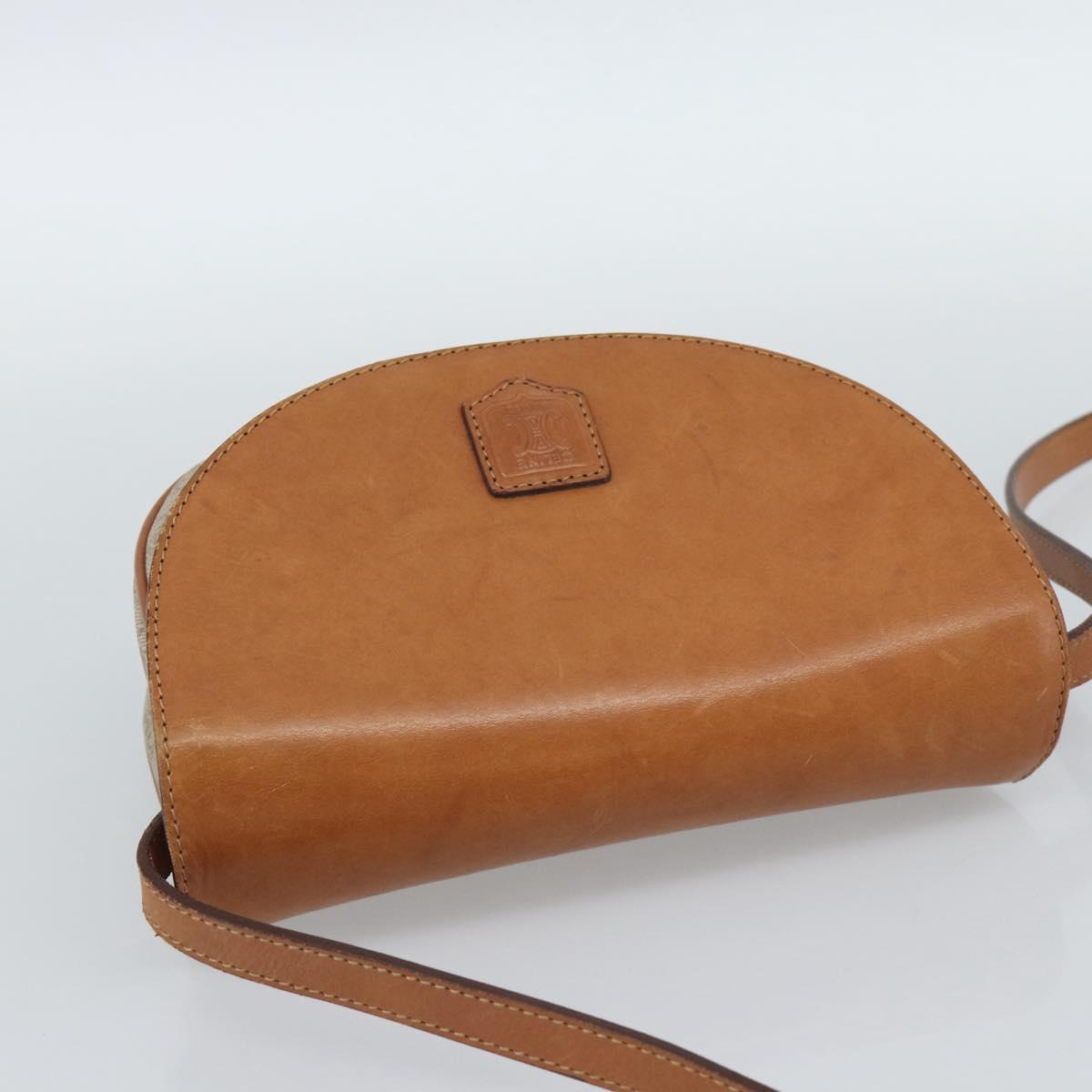 CELINE Macadam Canvas Shoulder Bag PVC Beige Gold Auth 190832A
