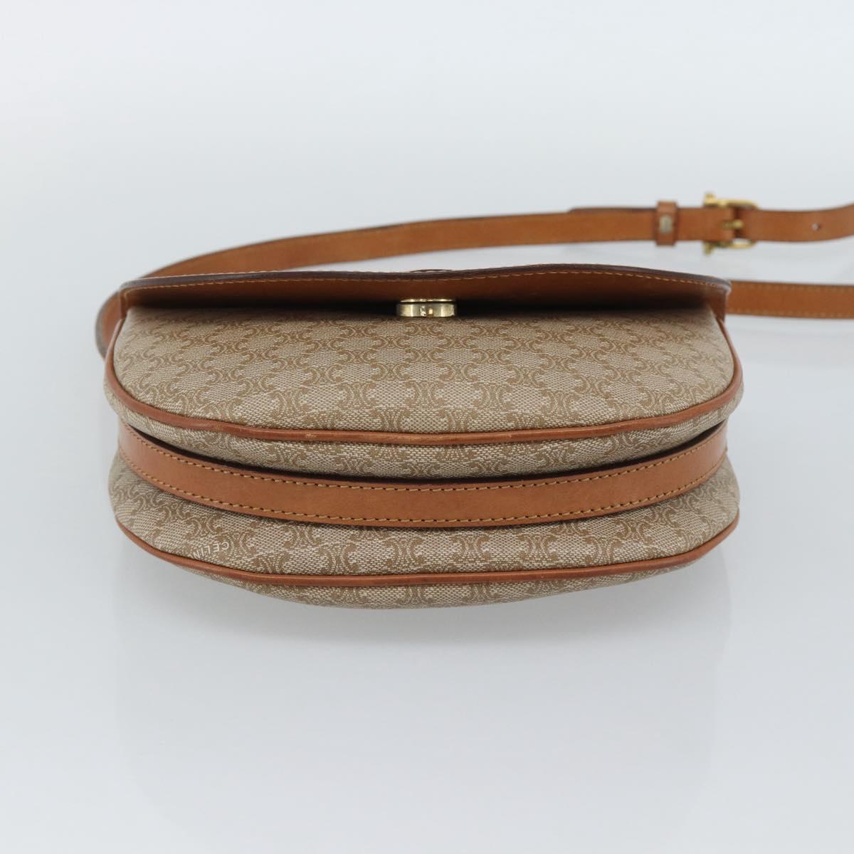 CELINE Macadam Canvas Shoulder Bag PVC Beige Gold Auth 190832A