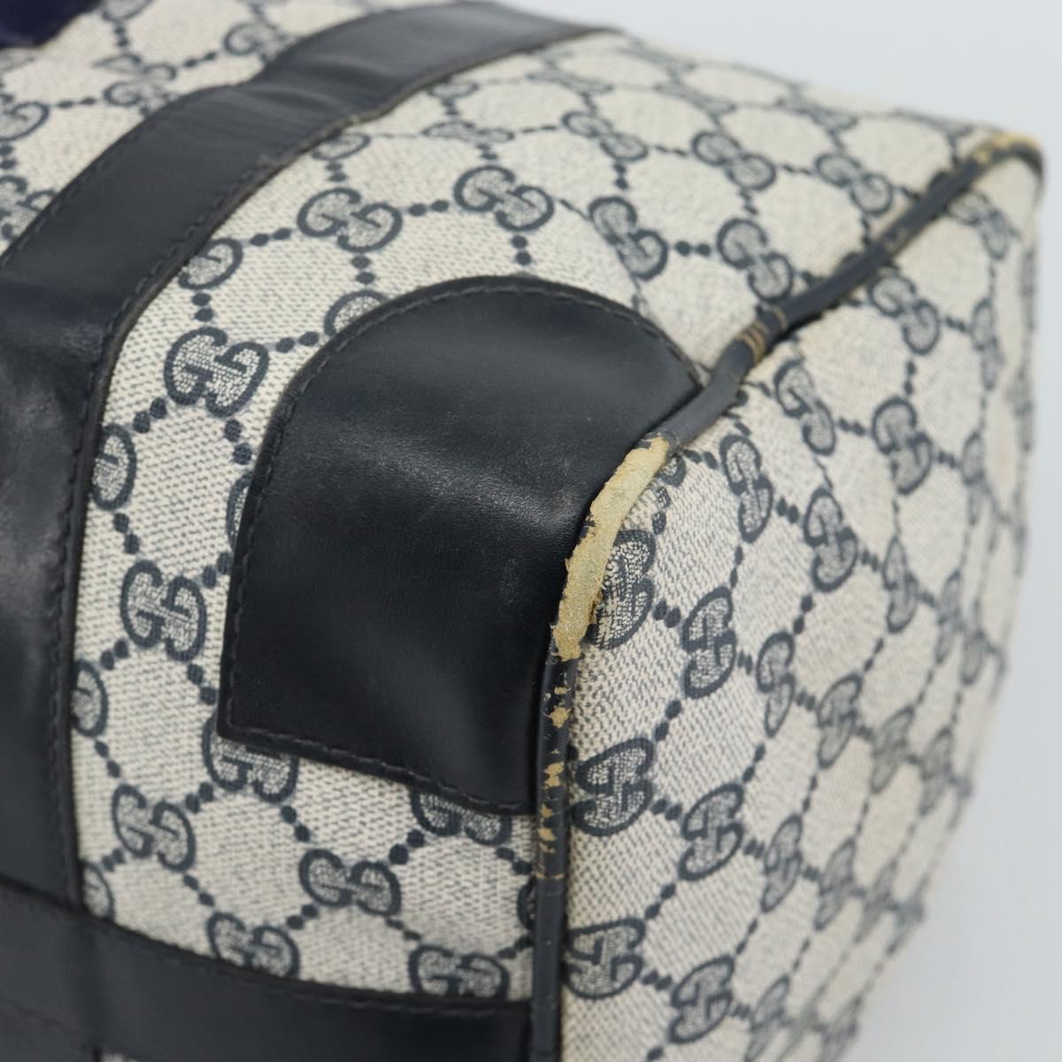 GUCCI GG Supreme Sherry Line Boston Bag Navy Gold Auth 190835