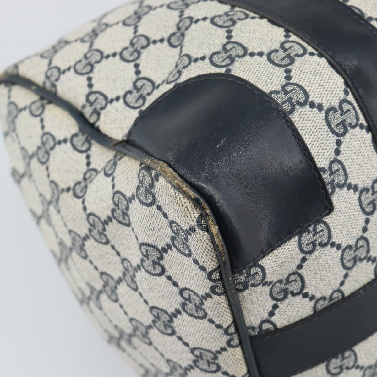 GUCCI GG Supreme Sherry Line Boston Bag Navy Gold Auth 190835