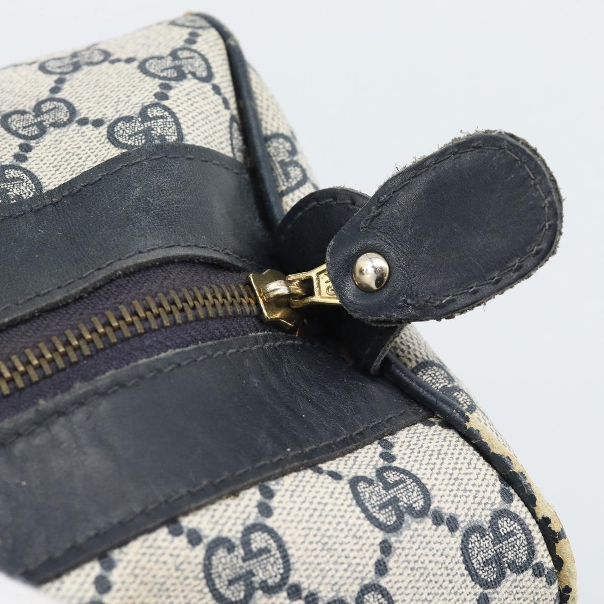 GUCCI GG Supreme Sherry Line Boston Bag Navy Gold Auth 190835