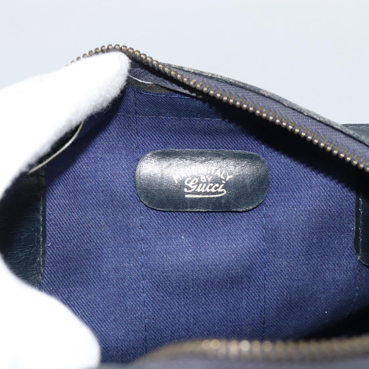 GUCCI GG Supreme Sherry Line Boston Bag Navy Gold Auth 190835