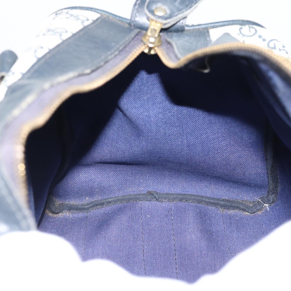GUCCI GG Supreme Sherry Line Boston Bag Navy Gold Auth 190835