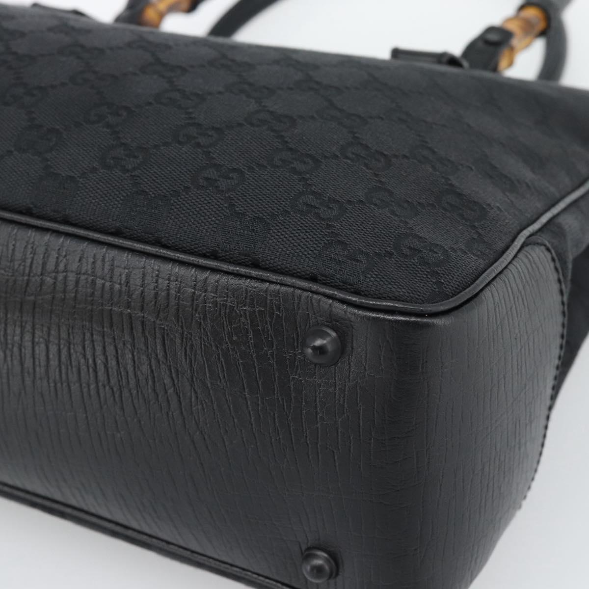 GUCCI GG Canvas Bamboo Hand Bag Black 112526 Auth 190836A