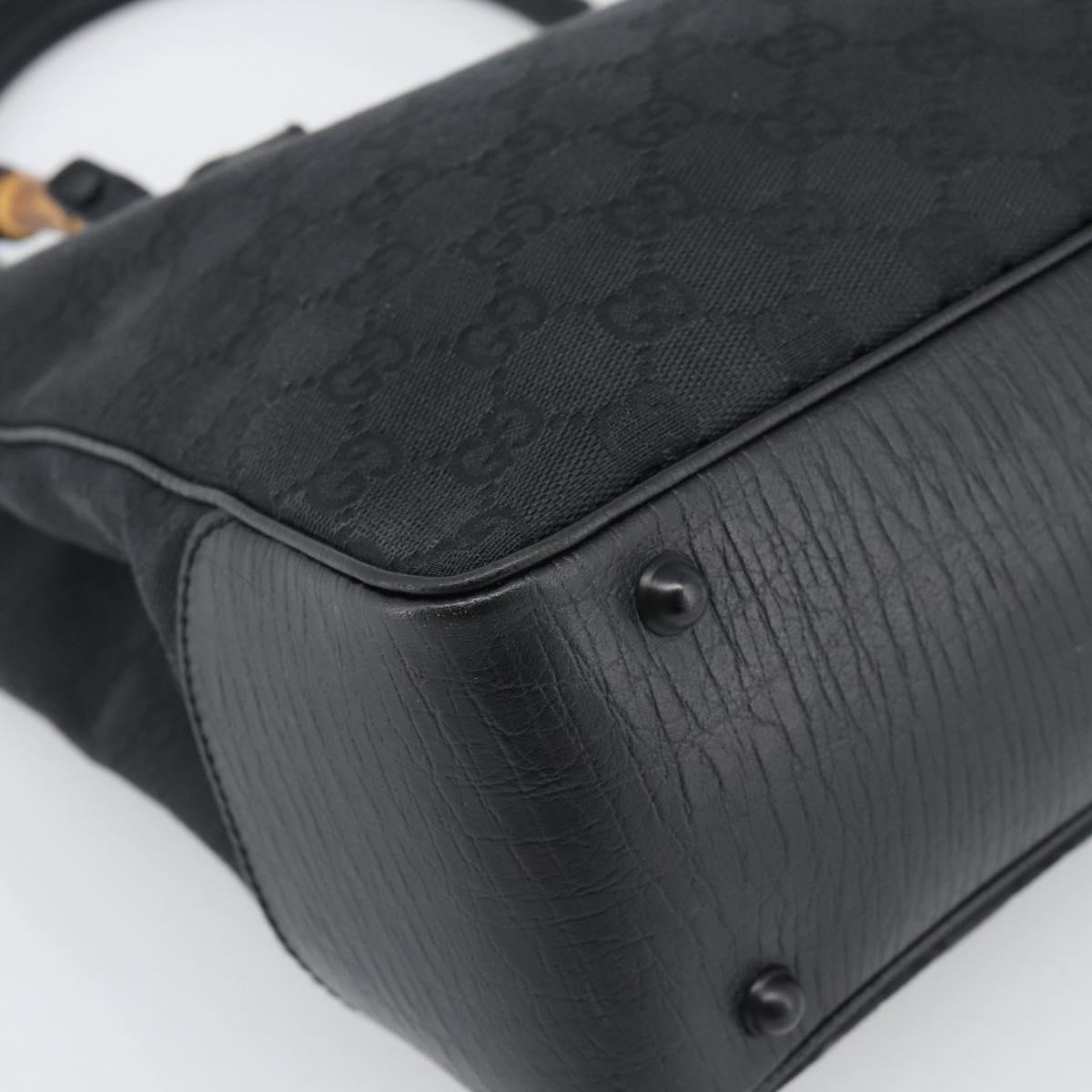 GUCCI GG Canvas Bamboo Hand Bag Black 112526 Auth 190836A