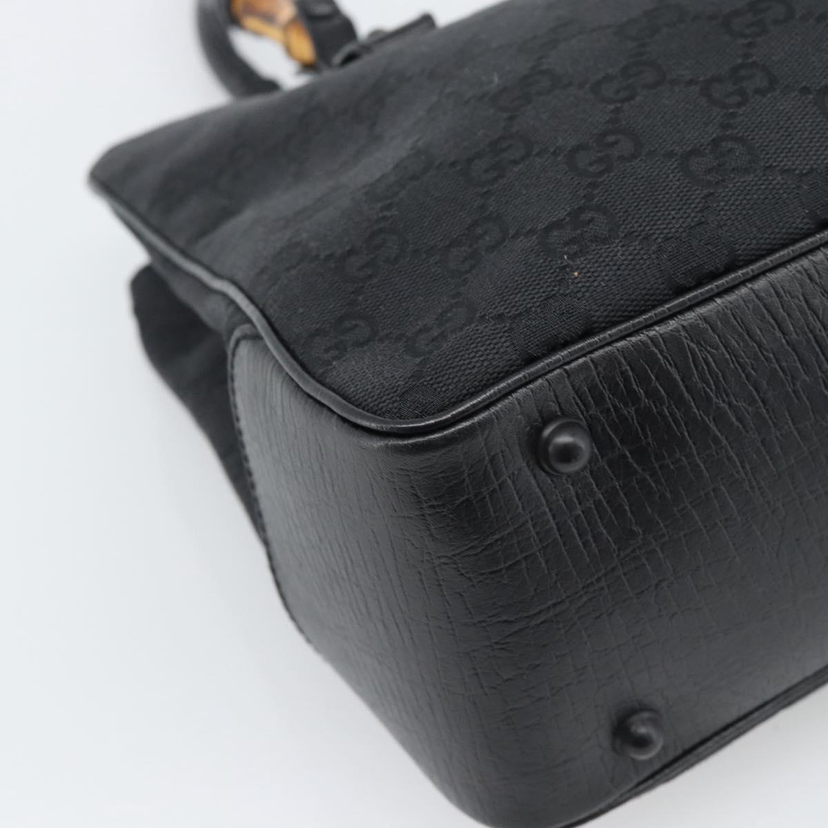 GUCCI GG Canvas Bamboo Hand Bag Black 112526 Auth 190836A