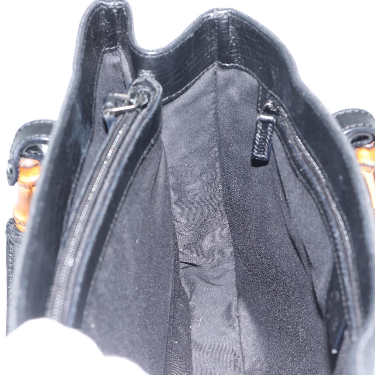 GUCCI GG Canvas Bamboo Hand Bag Black 112526 Auth 190836A