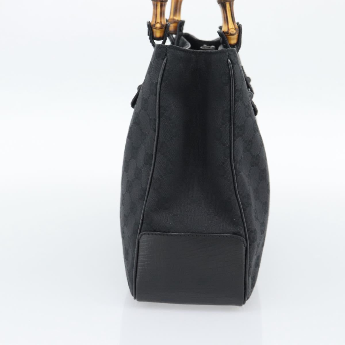 GUCCI GG Canvas Bamboo Hand Bag Black 112526 Auth 190836A